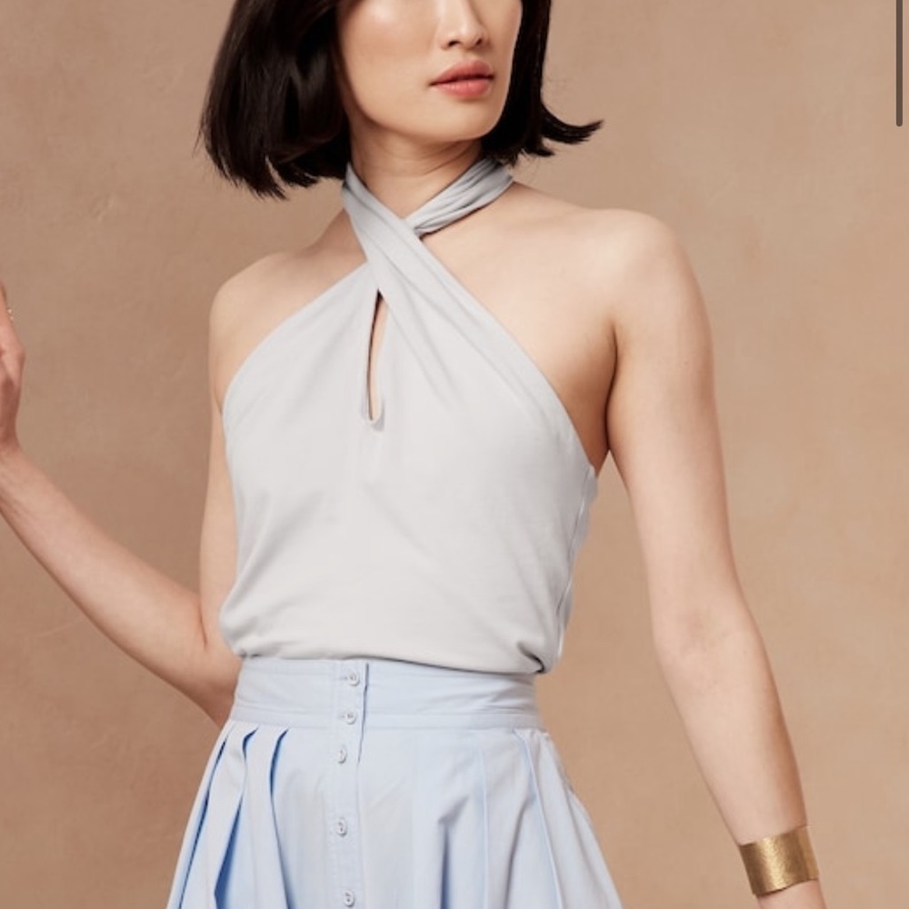 NWT Banana Republic Grey Cross Halter Top